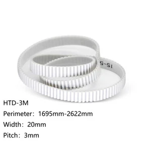 HTD-3M 1695mm-2622mm Pitch 3mm PU Polyurethane Close Loop Timing Belt Width 20mm