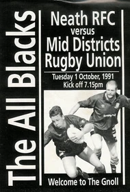 NEATH RFC, WALES HOME RUGBY PROGRAMMES 1991 WELSH AND ENGLISH CLUBS