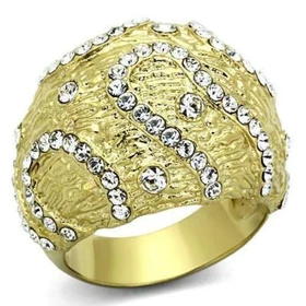 TK1419 - IP Gold(Ion Plating) Stainless Steel Ring with Top Grade Crystal  in