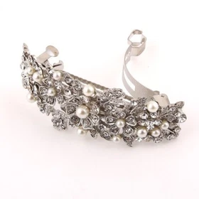 Hot USA seller beautiful silver tone rhinestone crystal hair clip barrette 1414