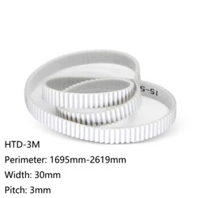 HTD-3M 1695mm-2619mm Pitch 3mm PU Polyurethane Close Loop Timing Belt Width 30mm