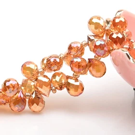 Faceted Glass Beads for Jewelry DIY Women Crystal Strawberry AB Color 10x8mm Set