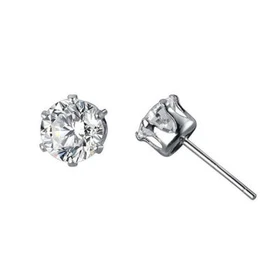 Mens Women Sterling Silver Solitaire CZ Crystal Stud Post Earrings A1414