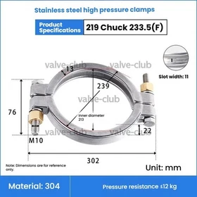 Sanitary Tri-Clamp Hose Clamp w/ Brass Nut Stainless Steel Quick Connect Fitting