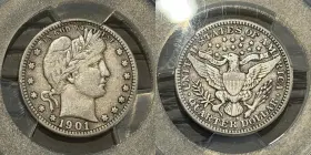1901-S BARBER Quarter San Francisco Highly Collectible Scarce