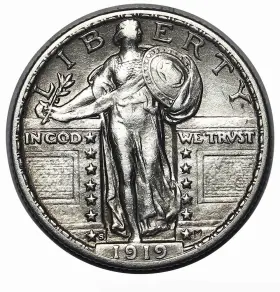 1919-S STANDING LIBERTY Quarter San Francisco American Coin