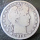1914-S BARBER HALF DOLLAR, 90% SILVER, VG CONDITION, CIRCULATED NOT CLEANED