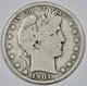1901-s Barber Half.  "LI-TY" of Liberty is Visible.  VG.  204987