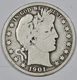 1901-s Barber Half.  "LI-TY" of Liberty is Visible.  VG.  204985