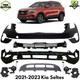 Front Bumper Cover Primed Plastic & Fog Lights Kit For 2021-2023 Kia Seltos