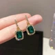 New 2025 Green Color Women Earrings Geometric Statement Korean Fashion Crystal E