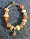 Pink & White Murano Glass Bead & Crystal 8" Heart Charm Bracelet (#1419) NWOT
