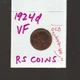 1924 D   VERY FINE  LINCOLN CENT  (old cleaning reduced) RS COINS #47W FREE SHIP