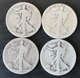 Lot Of 4 Key Date 1921 - P Walking Liberty Silver Half Dollar Low Grade Cleaned