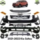 Front Bumper Cover Primed Plastic & Fog Lights Kit For 2021-2023 Kia Seltos