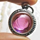 Natural Crystal Gems Stone Naga Eye Leklai Love Luck Pink Round Thai Amulet 1414