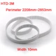 HTD3M Synchronous Timing Belt PU Steel Wire Closed Loop Width 10mm 2208mm-2853mm