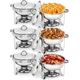 Round 6 Pack Chafing Dish 5 Quart Stainless Steel Full Size Tray Buffet Catering