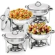 Round 4 Pack Chafing Dish 5 Quart Stainless Steel Full Size Tray Buffet Catering