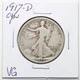 1917-D Obverse 50C Walking Liberty Half Dollar in VG Condition #6421