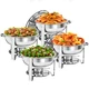 4PCS Round Chafing Dish 5 Quart Stainless Steel Tray Buffet Catering for Party