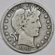 1892-s Barber Half. "LI-TY"& Part of "BER" of Liberty is Visible. VG-F 209454