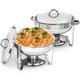 2 Pack 5 Quart Stainless Steel Round Chafing Dishes Full Size Buffet Catering