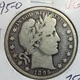 1895-O  VG Barber Half Dollar    LY and part IT   #1           Combined Shipping