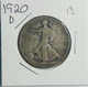 1920-D Walking Liberty Half Dollar Coin 