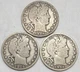 Lot of 3 1914-S Barber Half Dollars VG Details