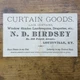 1873 N.D. Birdsey Louisville KY Victorian Curtain Goods Trade Card