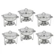 Set of 6 Round 5 Quart Chafing Dish Catering Stainless Steel Banquet Buffet Tray