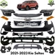 Front Bumper Cover Primed Plastic & Headlights Kit For 2021-2023 Kia Seltos
