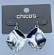 Chico&rsquo;s Shiny Silver Tone Drop Earrings With Crystal Accents 1414