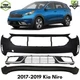 Front Bumper Cover Primed Plastic & Bumper Grille Kit For 2017-2019 Kia Niro