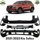 Front Bumper Cover Primed Plastic & Bumper Grille Kit For 2021-2023 Kia Seltos