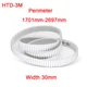 HTD-3M 1701mm-2697mm Pitch 3mm Width 30mm PU Polyurethane Close Loop Timing Belt
