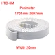 HTD-3M 1701mm-2697mm Pitch 3mm Width 20mm PU Polyurethane Close Loop Timing Belt